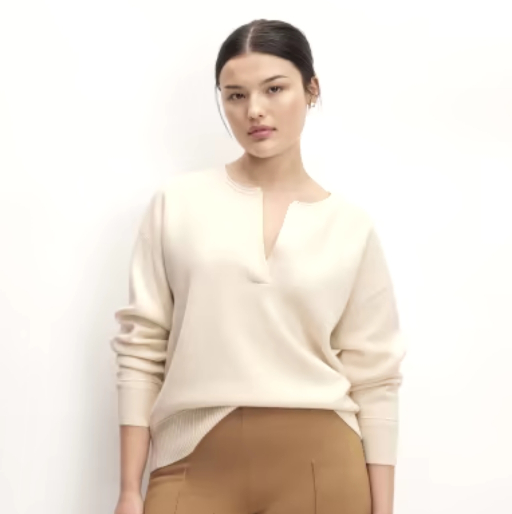 Everlane cream henley sweater XS